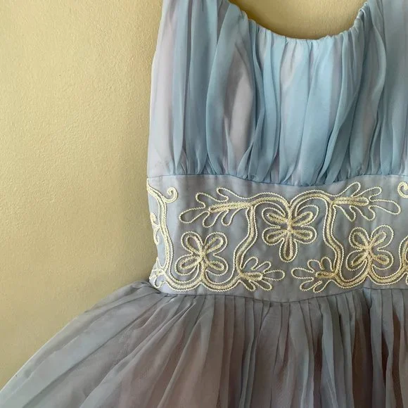 1960s Chiffon and Tulle Handmade Party Dress - Picture 3 of 6
